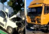 Motorista fica preso às ferragens após colisão entre Fiorino e caminhão na BR-101, em Linhares
